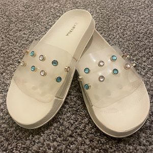 Jewel slide on sandals